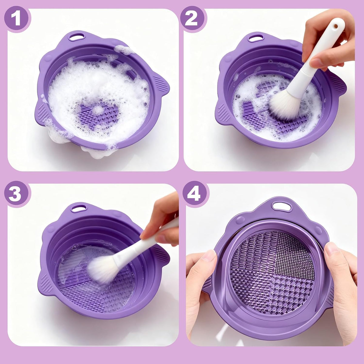 Makeup Brush Cleaner Mat & Drying Basket, Makeup Brush Cleaner and Dryer, Make Up Brush Cleaner Pad & Solution 3 In 1, Brush Cleaner Make Up Tool