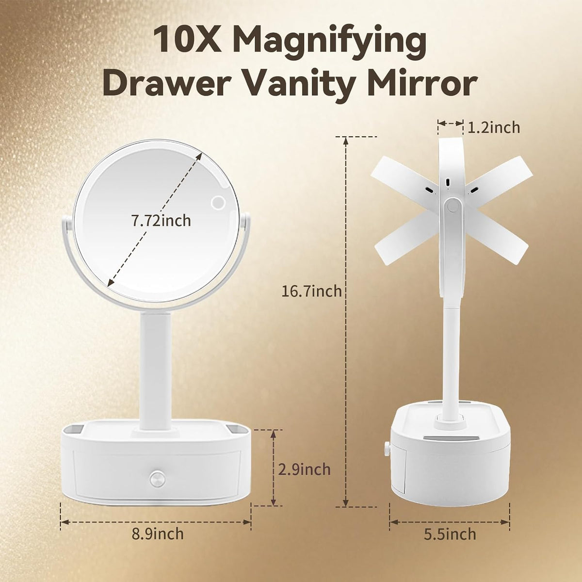 SANYCASA Makeup Mirror with Lights, Lighted Makeup Mirror with Magnification, 80 LED Vanity Mirror with Lights, 3 Color Modes & Stepless Dimming, Shatterp roof & Stable Base