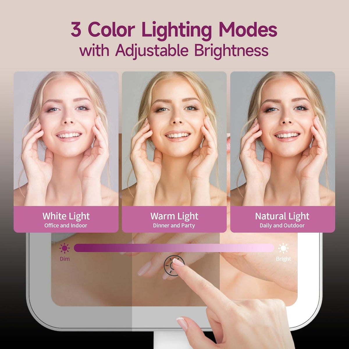 FUNTOUCH Rechargeable Vanity Makeup Mirror with Lights, White