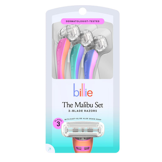 Billie 3 Blade Disposable Razors for Women, The Malibu Set, 3 ct
