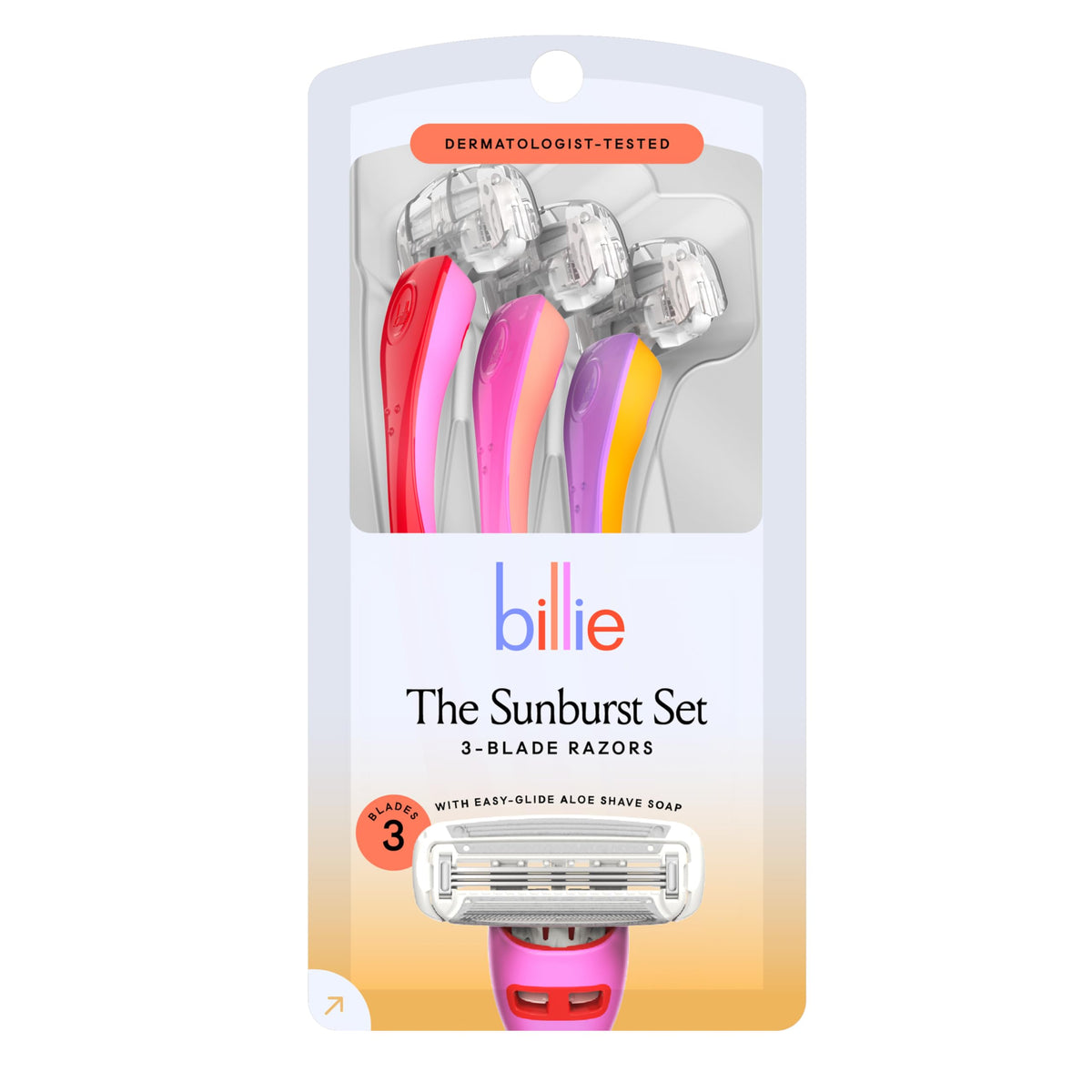 Billie 3 Blade Disposable Razors for Women, The Malibu Set, 3 ct