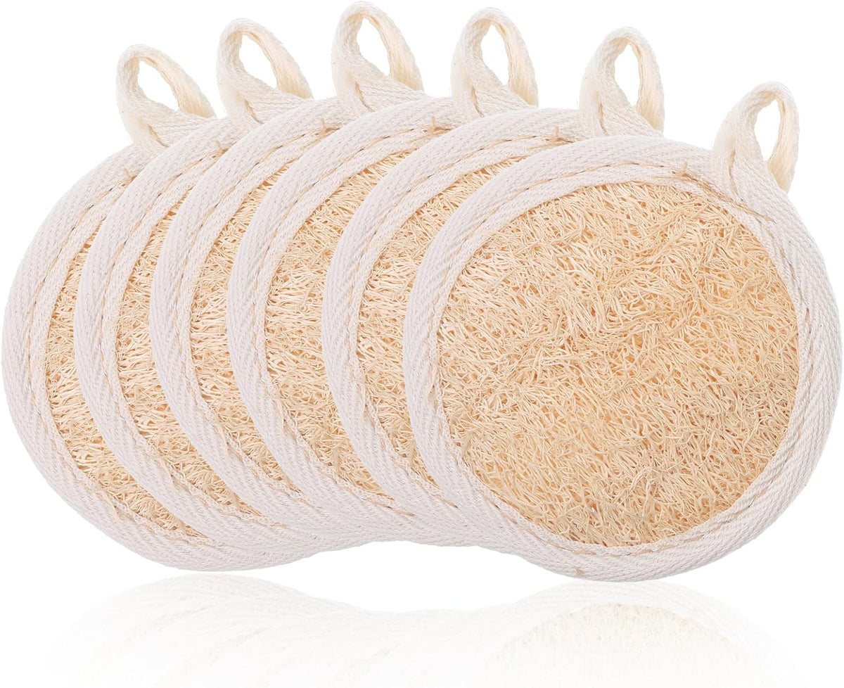 TIESOME 6 Pack Loofah Facial Scrubbers, Face Scrubber Round Exfoliating