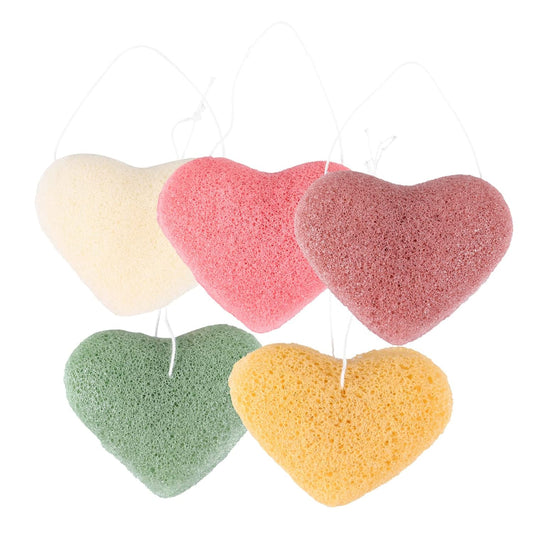 Heart Shape Cleansing Face Sponges 5 Piece Sponge for Deep Cleansing