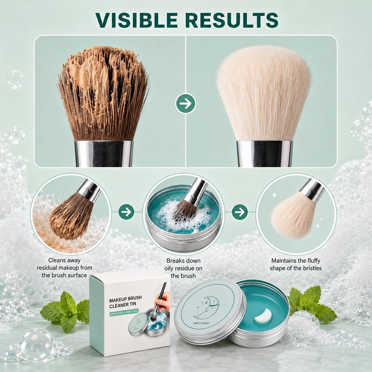 Moon‑Shaped Makeup Brush Cleaning Solid Soap, Efficient Removes Makeup Residues, Gentle Cleanser for Makeup Brushes, Beauty Blenders & Powder Puffs