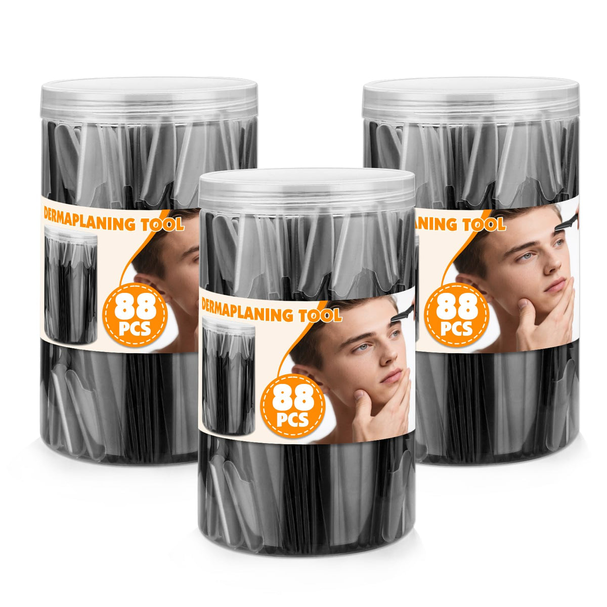 88 Pcs Eyebrow Razors & Face Razors for Women in Storage Jar – Black Dermaplane Razor for Face & Men, Precision Face Shaver with Protective Covers, Thoughtful Beauty Gift for Women