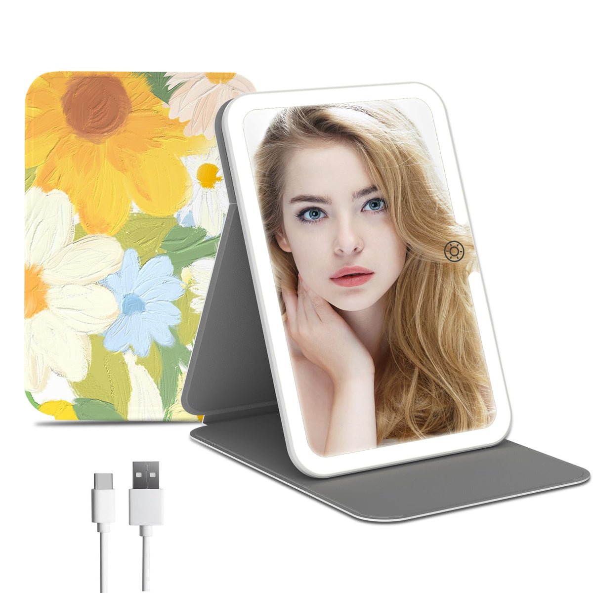 FUNTOUCH Rechargeable Travel Makeup Mirror with 72 Led Lights