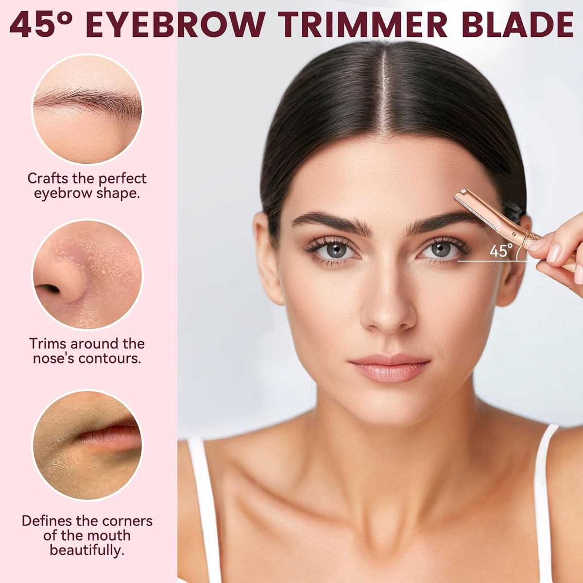 Eyebrow Razor, Dermaplane Razor for Women Face, 12 Refill Blades, Rose Gold