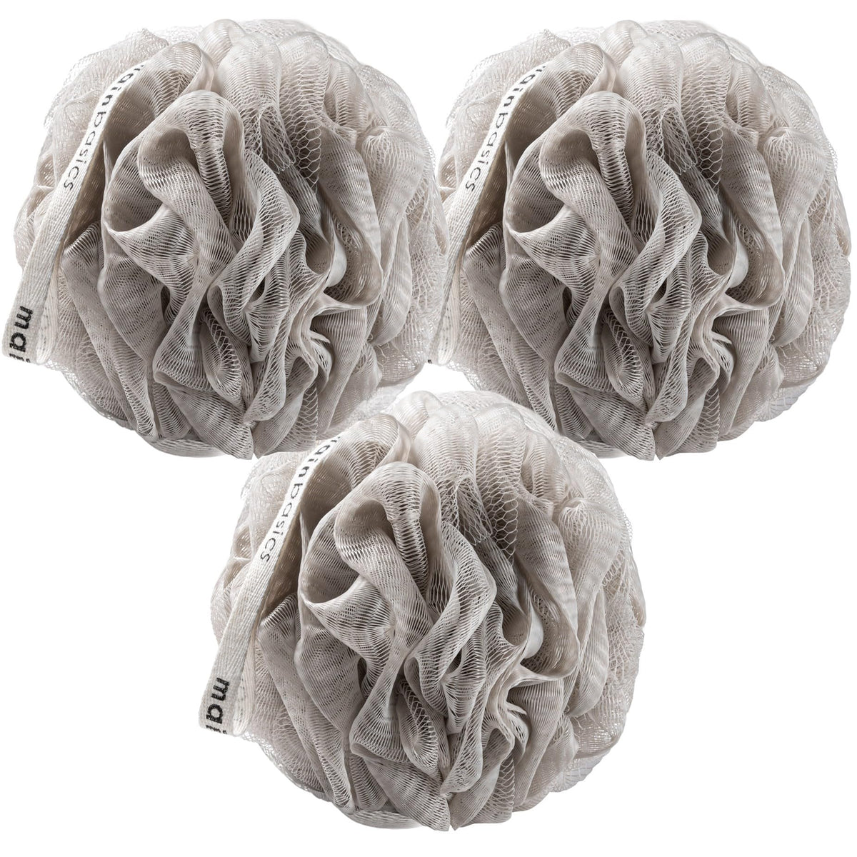 MainBasics Shower Loofah Sponge Pouf, Set of 3, Airy Blossom