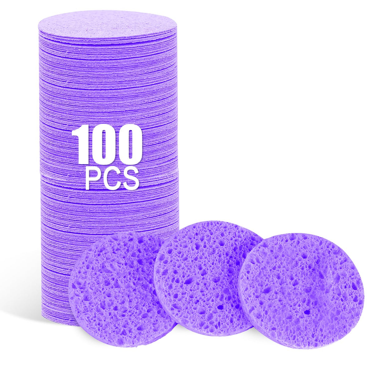 50-Count Compressed Facial Sponges, Pink Cellulose Daily Facial Cleaning