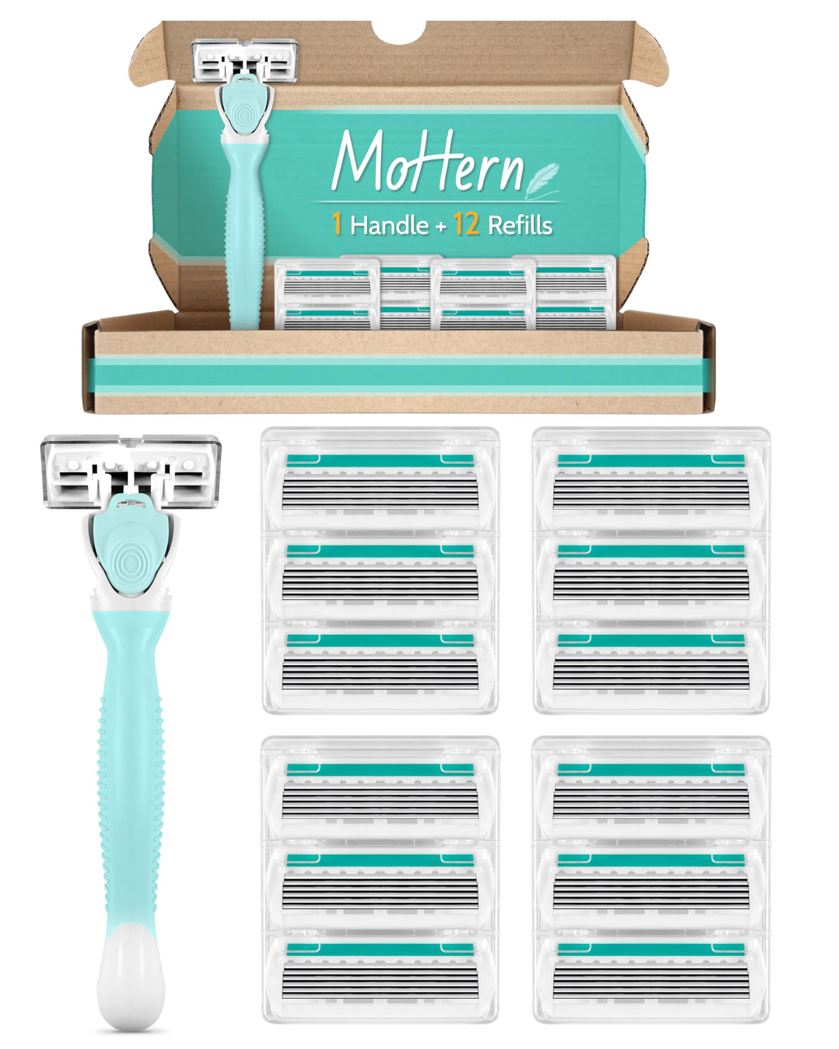 Razors for Women Sensitive Skin, 6 Blades Women’s razors for Shaving, including 1 Travel Razor for Women with 12 Blade Refills