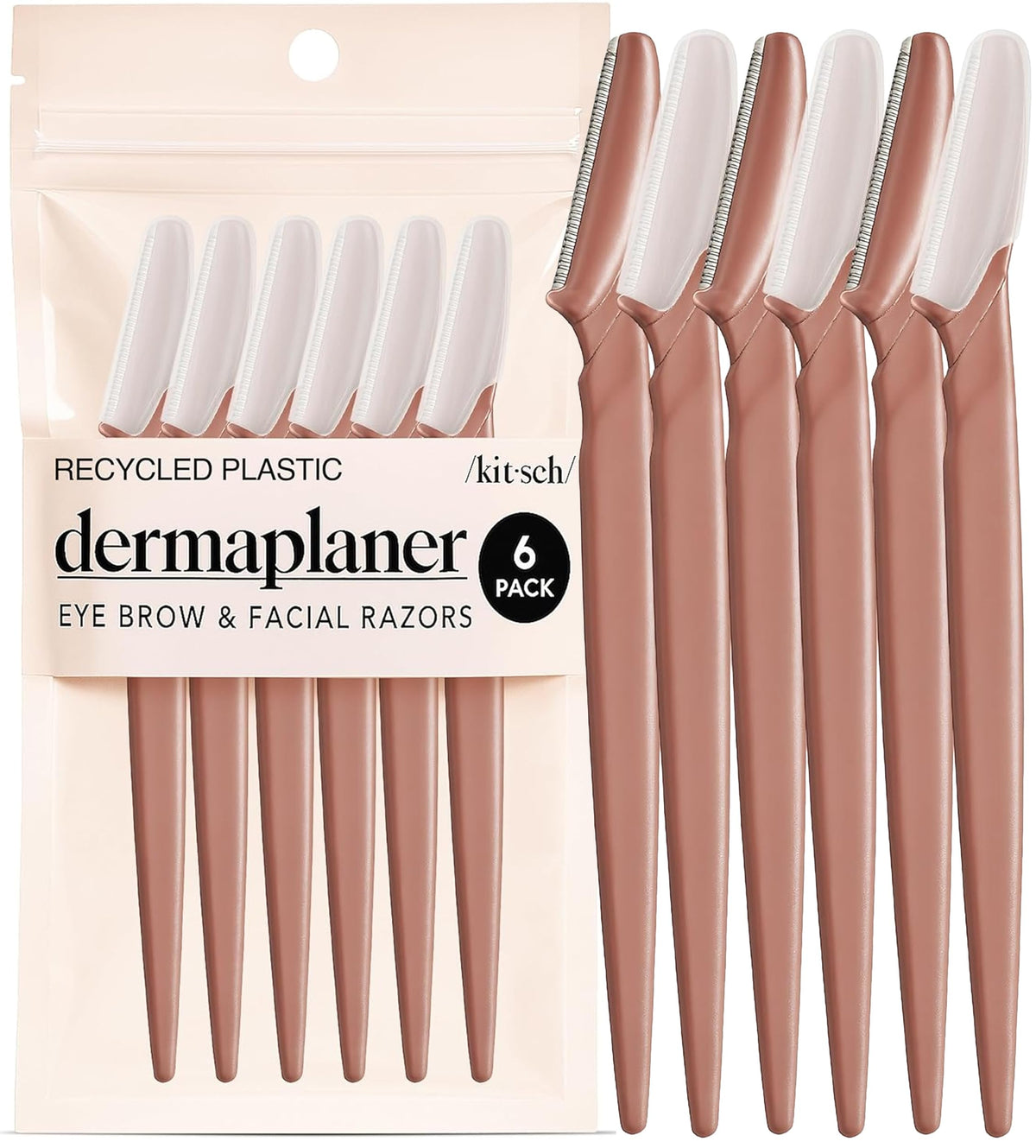 Kitsch Dermaplane Razor for Women Face – Black, 6 pcs