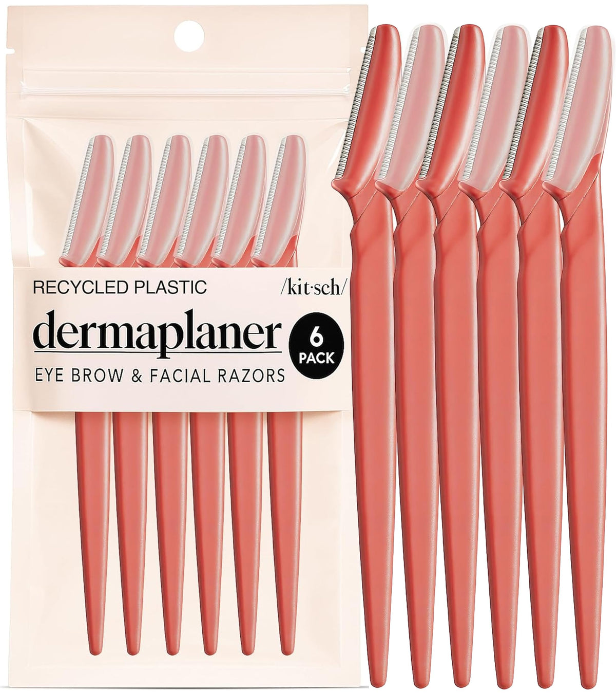 Kitsch Dermaplane Razor for Women Face – Black, 6 pcs
