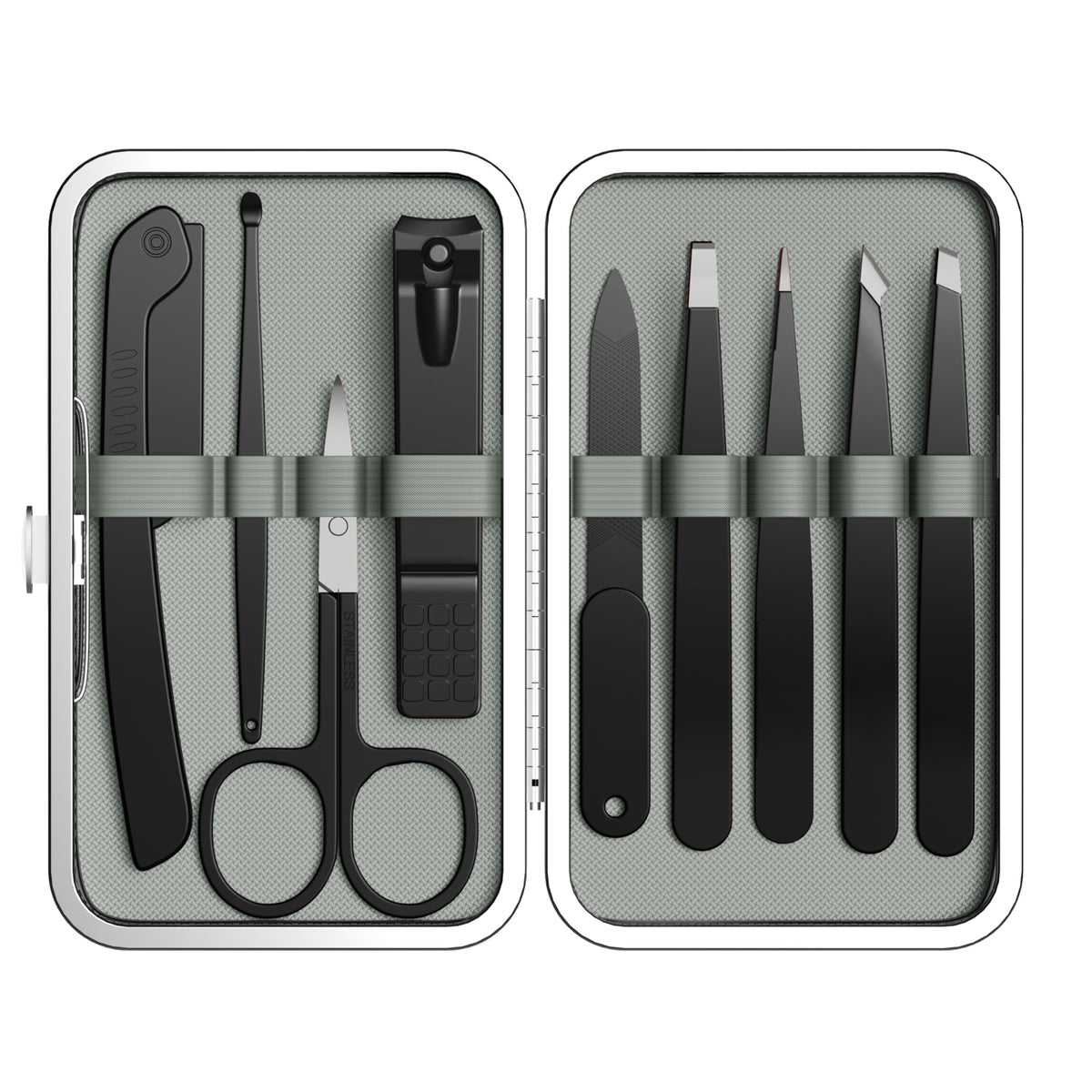 Yougai 9 Pcs Tweezers and Nail Clippers Set for Women Facial Hair with Travel Case, Professional Stainless Steel Eyebrow Tweezers Kit Great Precision Tweezers for Daily Beauty Tool