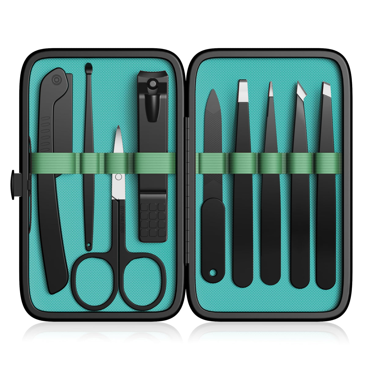 Yougai 9 Pcs Tweezers and Nail Clippers Set for Women Facial Hair with Travel Case, Professional Stainless Steel Eyebrow Tweezers Kit Great Precision Tweezers for Daily Beauty Tool