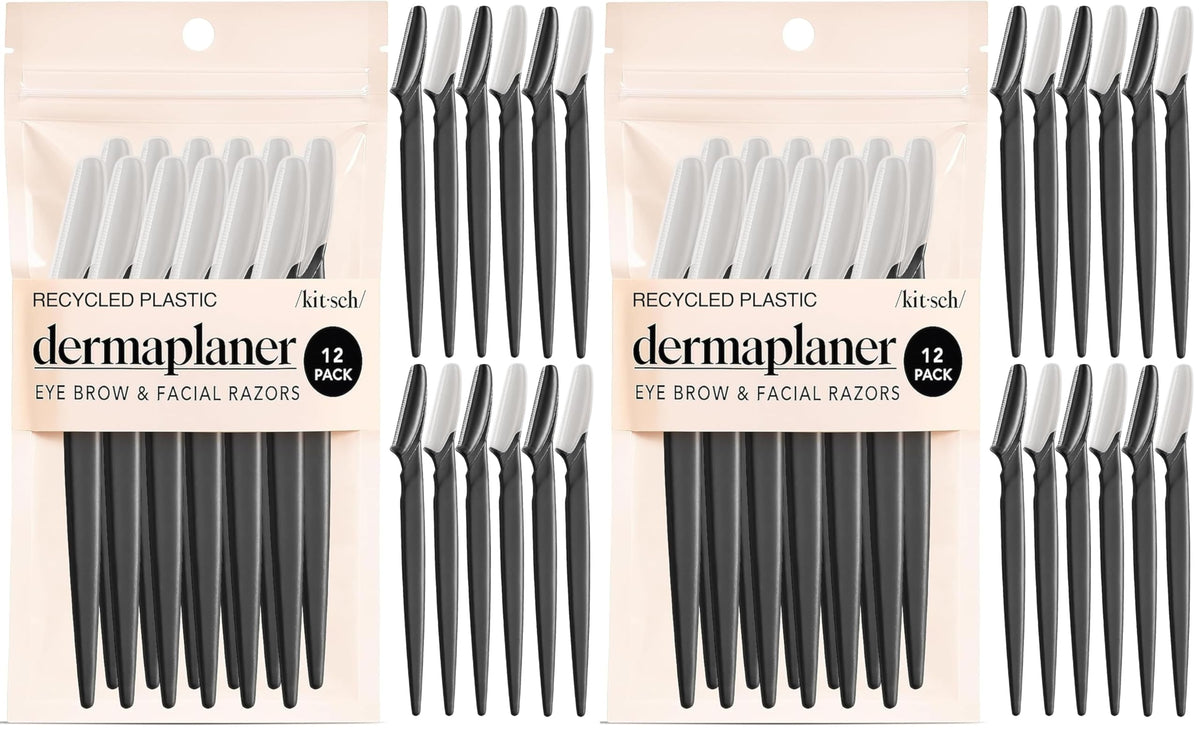 Kitsch Dermaplane Razor for Women Face – Black, 6 pcs