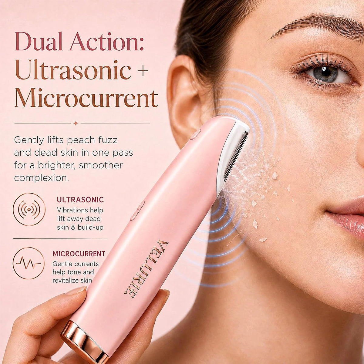 Sonic Dermaplane Razor for Women Face, Pink