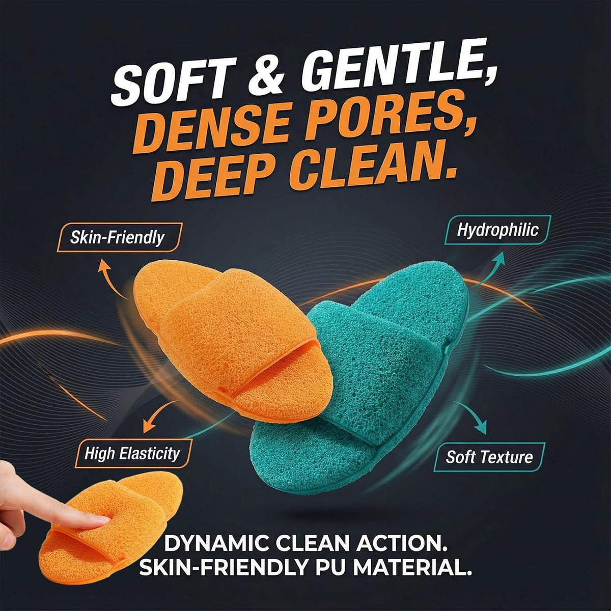 2Pcs Large Facial Sponges Set, Cleansing Puff, – 6.5x5 in Soft Face Sponge, Reusable Makeup Remover Exfoliating Pads,Daily Deep Cleansing with Drain Clip (2PCS)
