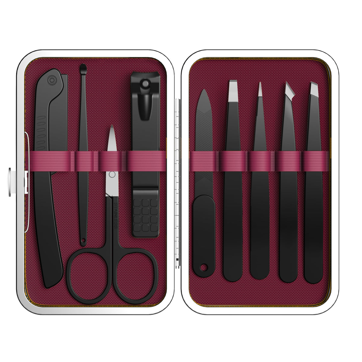 Yougai 9 Pcs Tweezers and Nail Clippers Set for Women Facial Hair with Travel Case, Professional Stainless Steel Eyebrow Tweezers Kit Great Precision Tweezers for Daily Beauty Tool