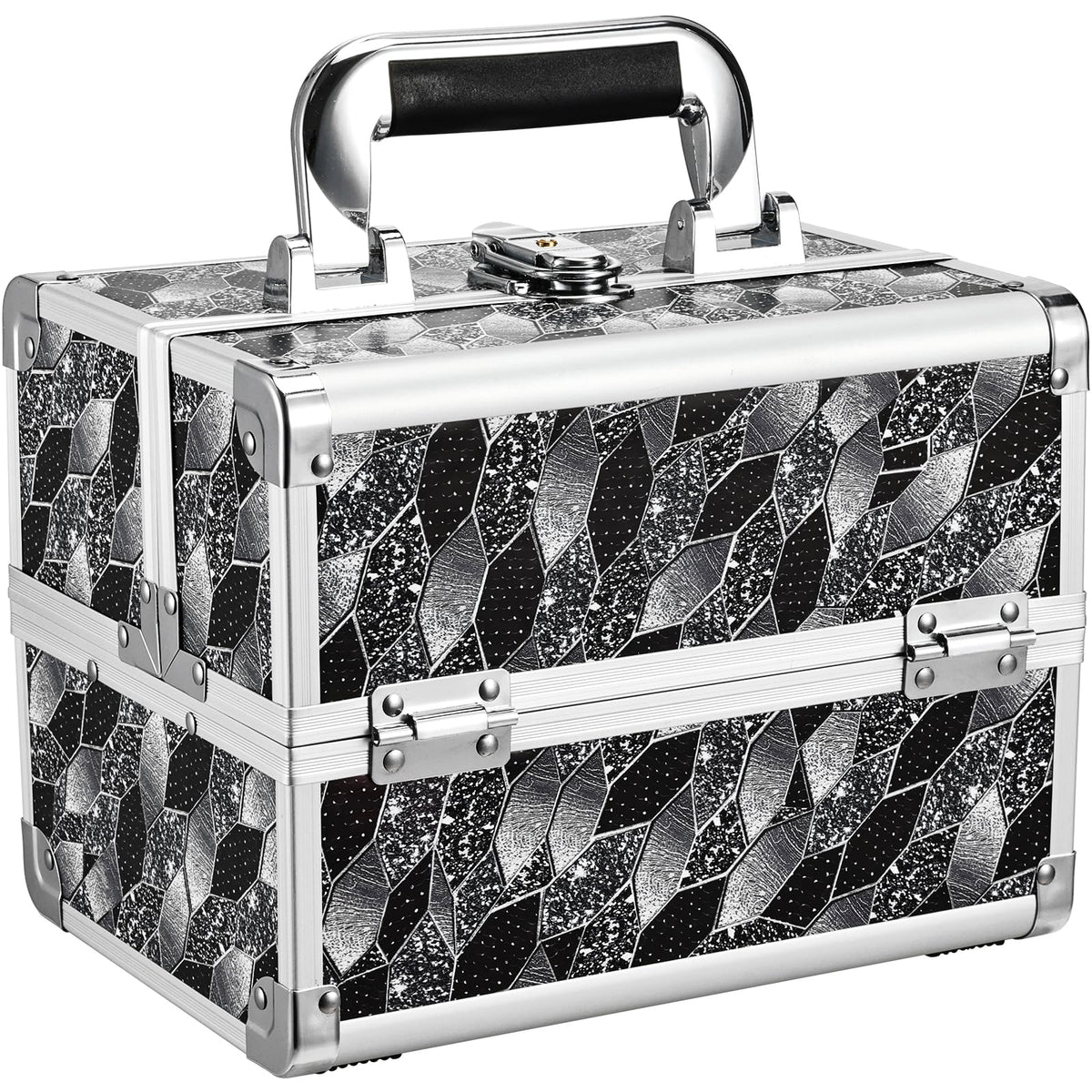 Joligrace Makeup Case Organizer Makeup Box Cosmetic Train Case with Mirror
