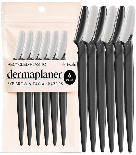 Kitsch Dermaplane Razor for Women Face – Black, 6 pcs