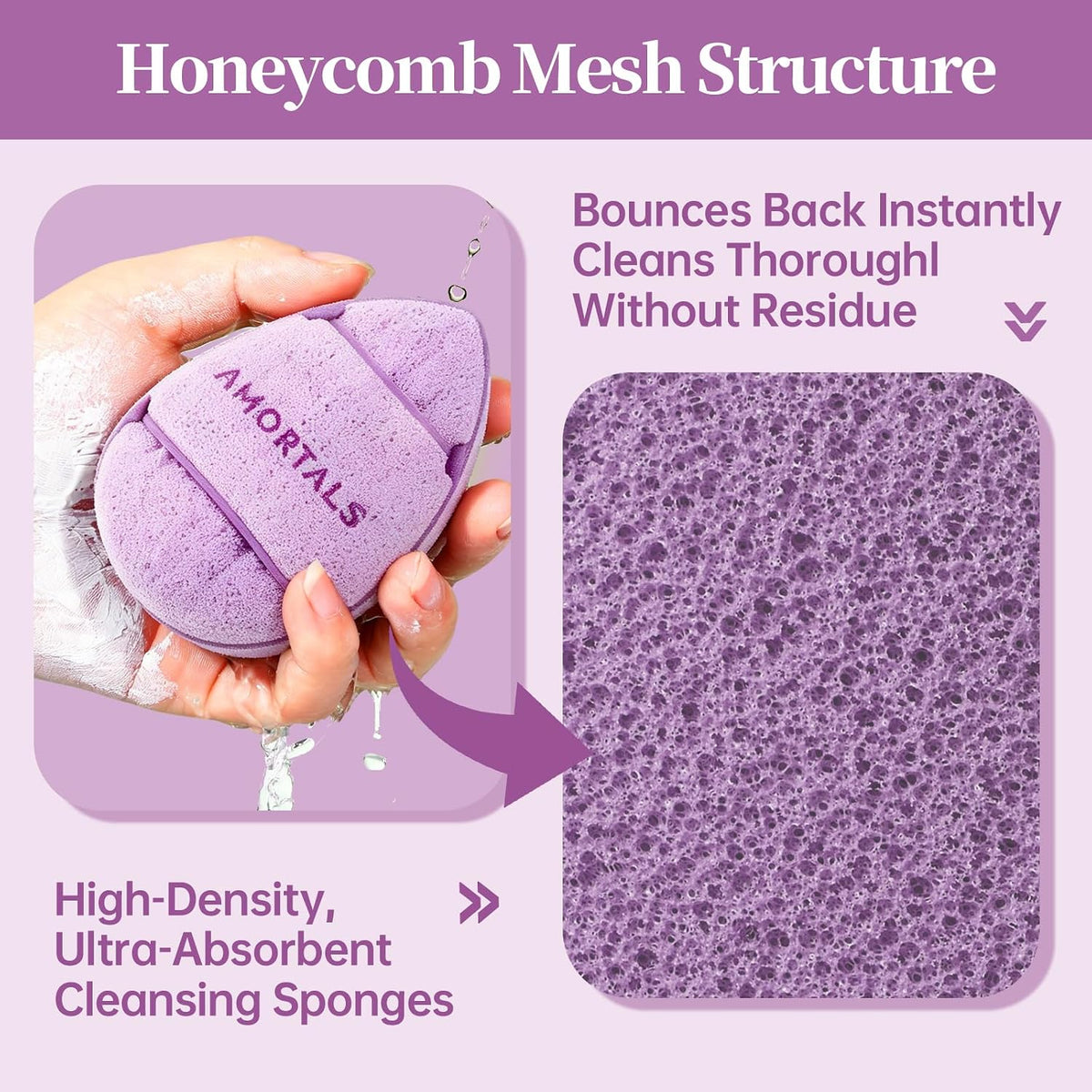 Facial Sponge 1 Pack - Reusable Makeup Remover Pads & Cleansing Sponge, Washable Exfoliating Face Pad for Dirt and Blackheads