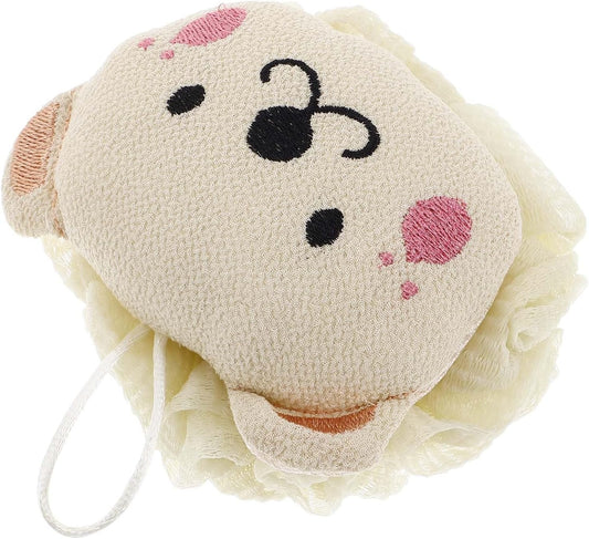 GALPADA Lion 2-in-1 Bath Puff and Body Scrubber, Cute Cartoon Shower Loofah in Light Green, Exfoliating Skin Cleanser and Bathing
