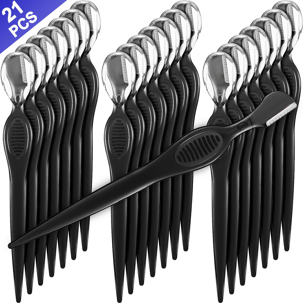 Mudder 21 Pcs Eyebrow Razor Face Trimmer Cover,Black