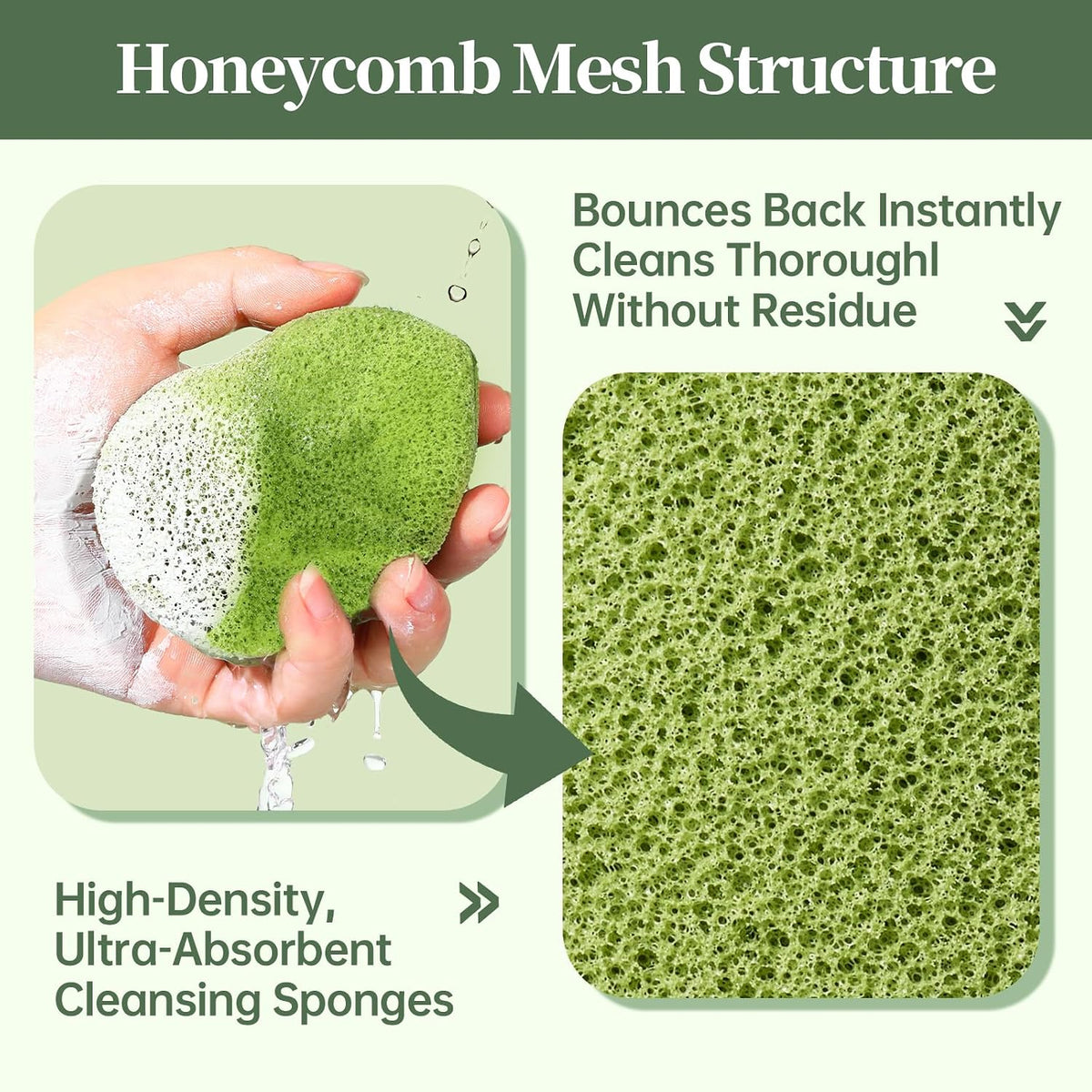 Facial Sponge 1 Pack - Reusable Makeup Remover Pads & Cleansing Sponge, Washable Exfoliating Face Pad for Dirt and Blackheads