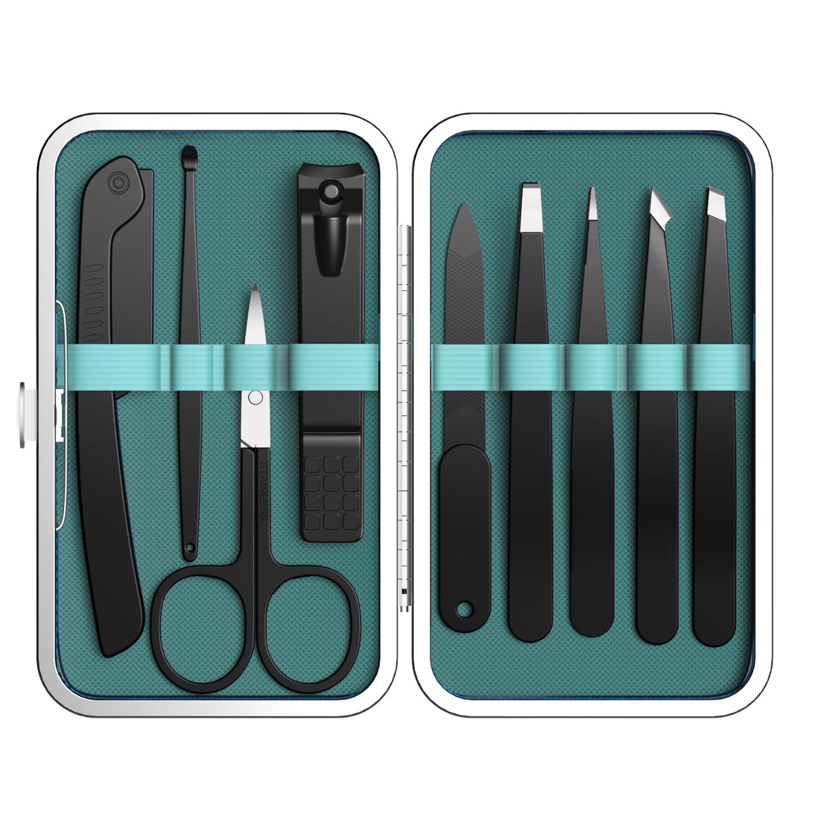 Yougai 9 Pcs Tweezers and Nail Clippers Set for Women Facial Hair with Travel Case, Professional Stainless Steel Eyebrow Tweezers Kit Great Precision Tweezers for Daily Beauty Tool
