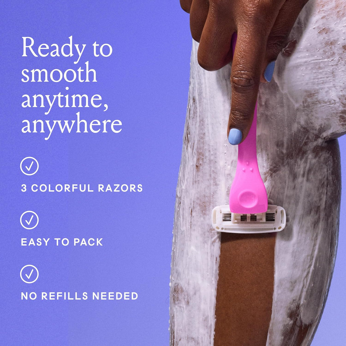 Billie 3 Blade Disposable Razors for Women, The Malibu Set, 3 ct