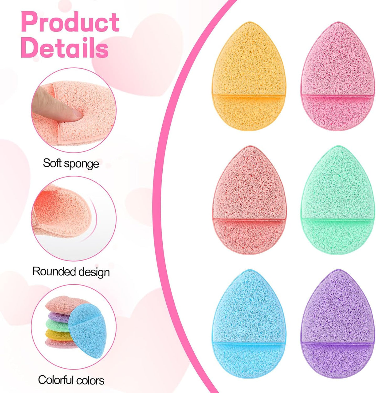 6 PCS Face Sponges for Cleansing and Exfoliating Facial Sponges for Washing Face Cleansing Puff Colorful Reusable Makeup Remover Exfoliating Pads for Daily Clean
