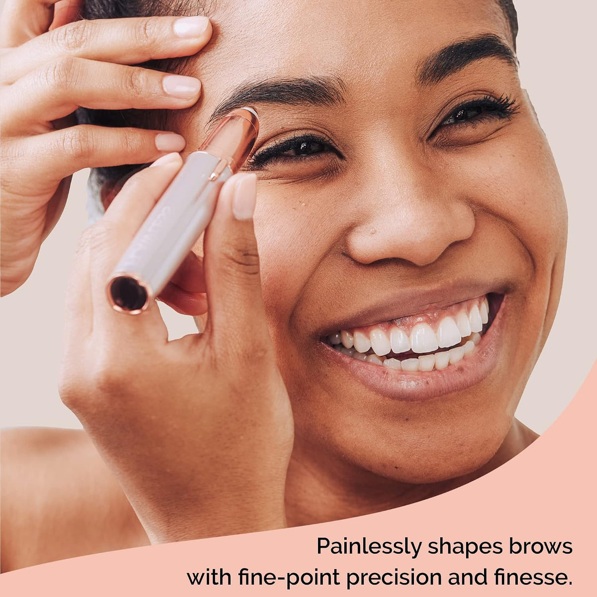 Finishing Touch Flawless Brows Eyebrow Hair Remover Electric Razor for Women with LED Light for Instant and Painless Hair Removal (White)