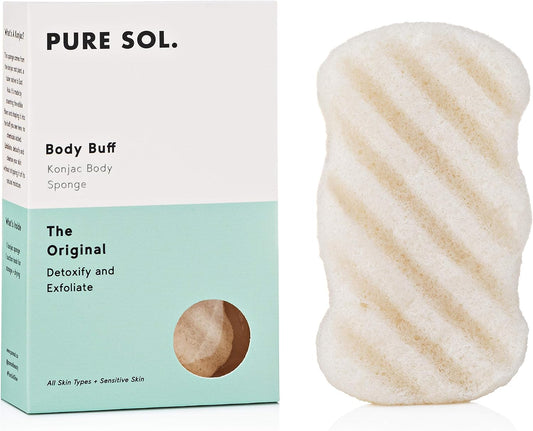 Pure SOL. Konjac Exfoliating Bath Sponge - Original Exfoliator Sponge – Konjac Sponge for Sensitive Skin - Deep Cleansing, Clean Pores, Remove Impurities - 100% Natural and Good for All Skin Types