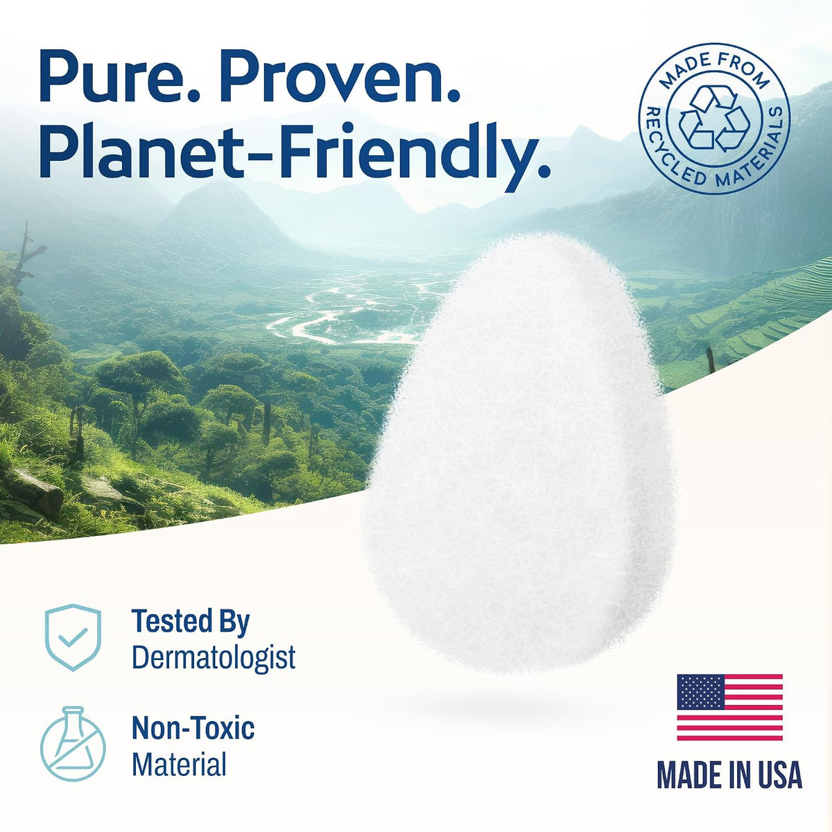 HartFelt 8ct Tear Drop Face Scrubber for Women | Reusable Facial Sponges for Daily Cleansing | Facial Exfoliating Pads for Removing Dead Skin, Dirt & Makeup | Made in USA | Regular - White