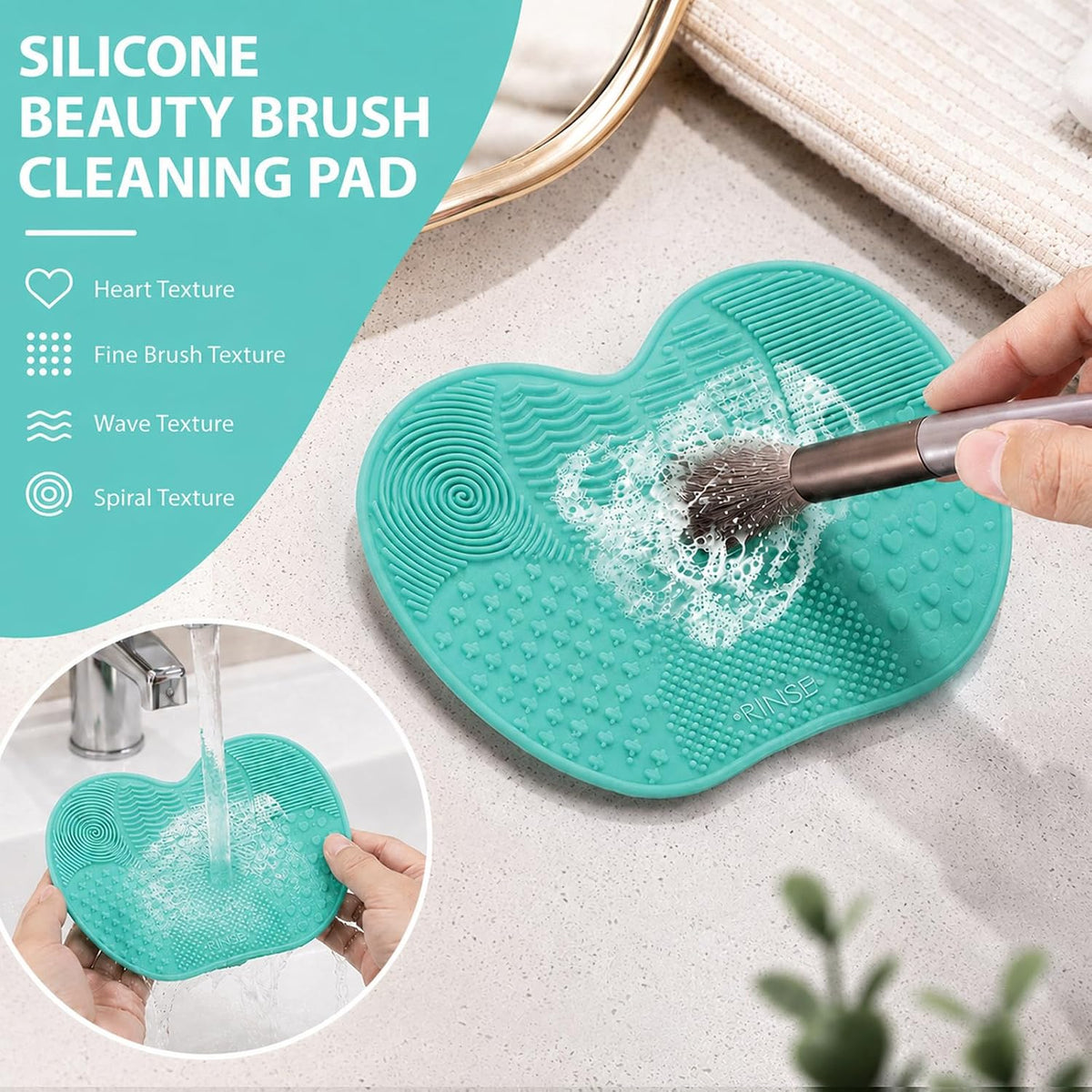 Makeup Brush Cleaner Mat Silicone Brush Cleaning Pad For Sponge Puff Cosmetic Brush Scrubber Travel Beauty Tool