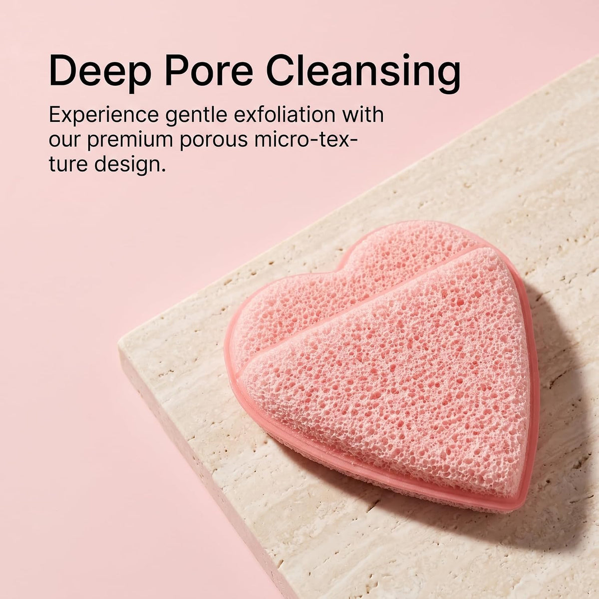 2pcs Exfoliating Sponge Heart Shaped Light Pink Cleansing Puff Glove with Soft Mesh Surface for Daily Wash Makeup Removal Lathering and Travel Use Facial Scrubber
