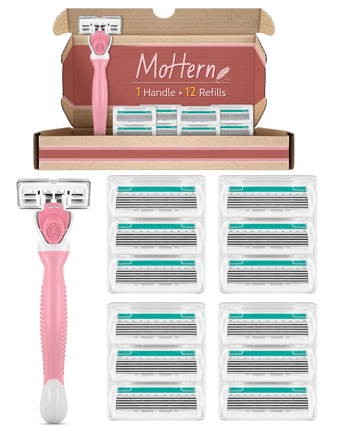 Razors for Women Sensitive Skin, 6 Blades Women’s razors for Shaving, including 1 Travel Razor for Women with 12 Blade Refills