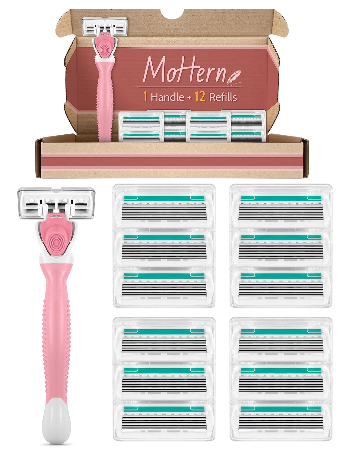Razors for Women Sensitive Skin, 6 Blades Women’s razors for Shaving, including 1 Travel Razor for Women with 12 Blade Refills