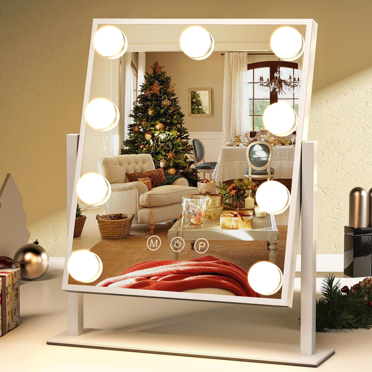 ZL ZELing Makeup Mirror with Lights, Vanity Mirror with Lights, Lighted Makeup Mirror, 3 Color Modes, Dimmable Light,360° Rotation