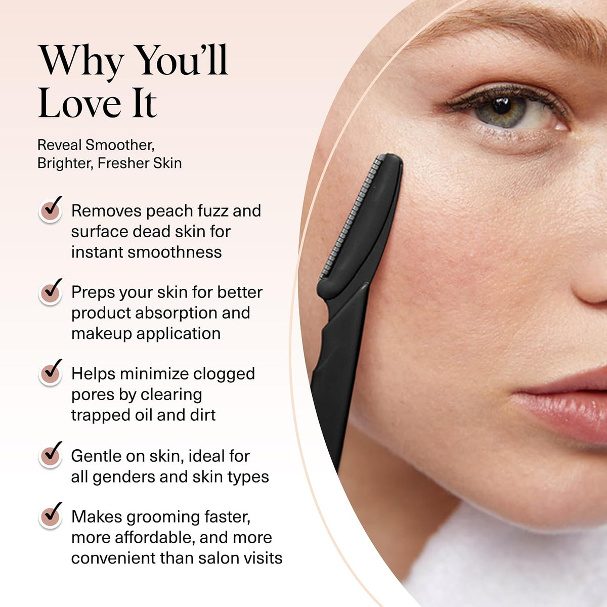 Kitsch Dermaplane Razor for Women Face – Black, 6 pcs