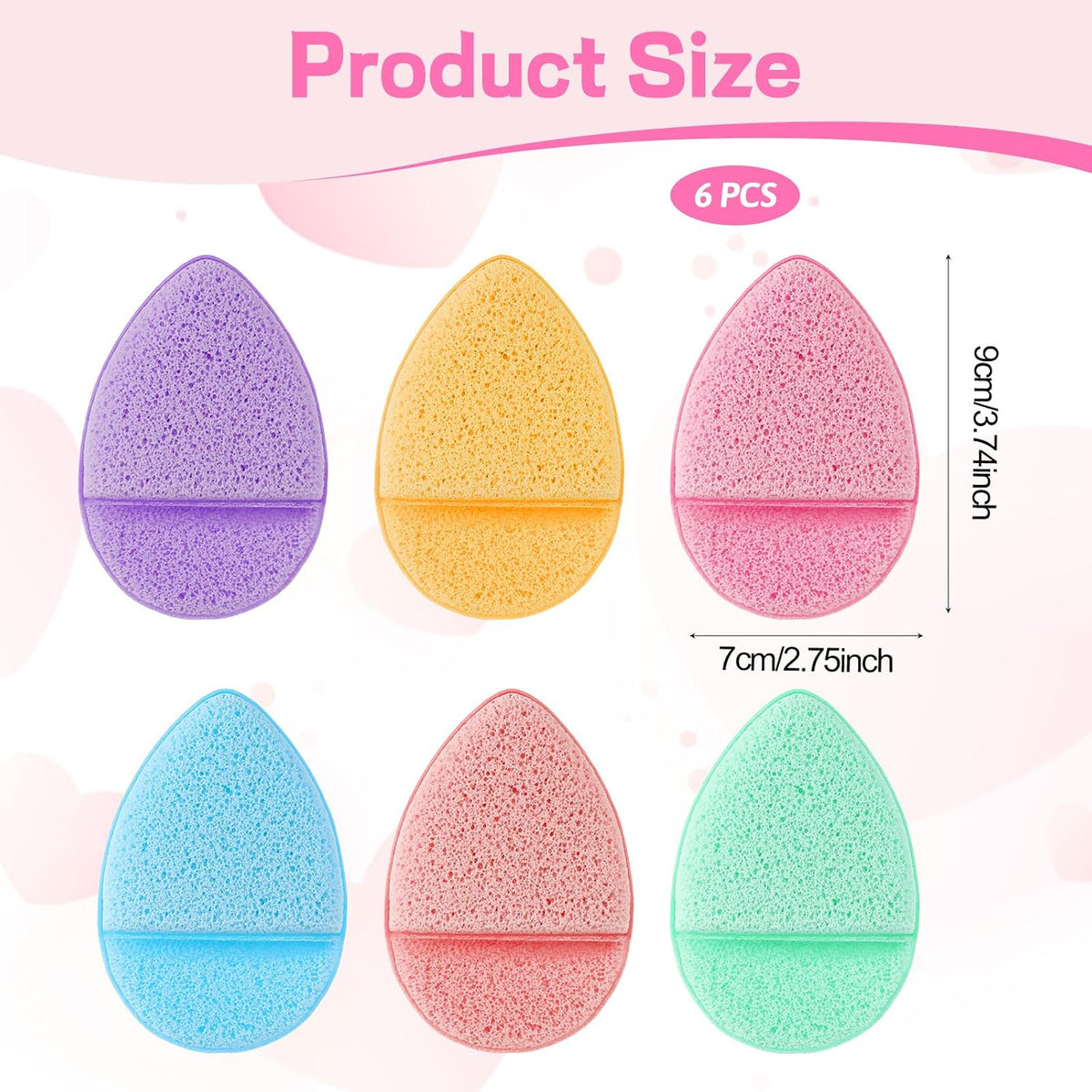 6 PCS Face Sponges for Cleansing and Exfoliating Facial Sponges for Washing Face Cleansing Puff Colorful Reusable Makeup Remover Exfoliating Pads for Daily Clean