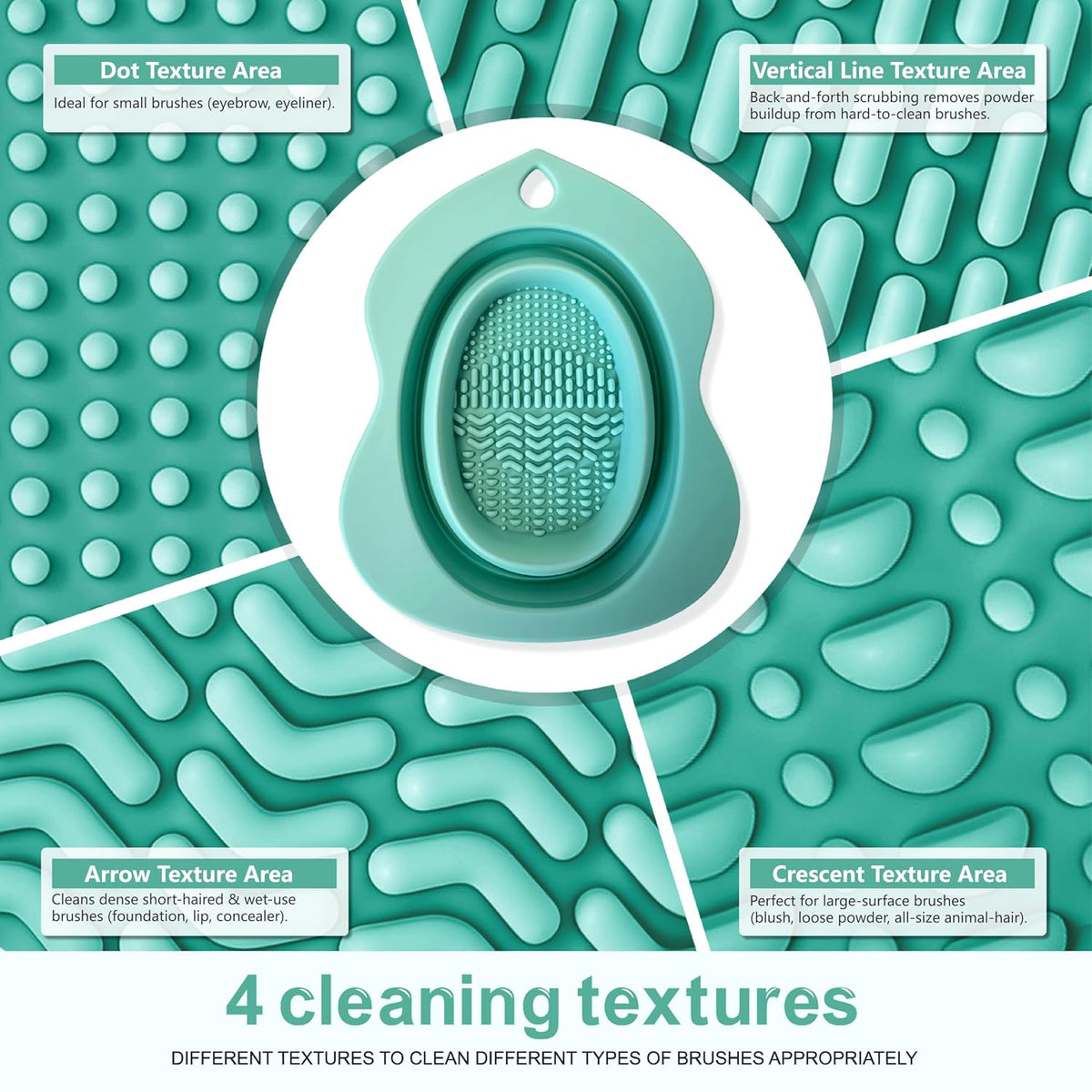 Portable Silicone Makeup Brush Cleaner Bowl Foldable Cleaning Mat- Brushes Sponges and Puffs (green)