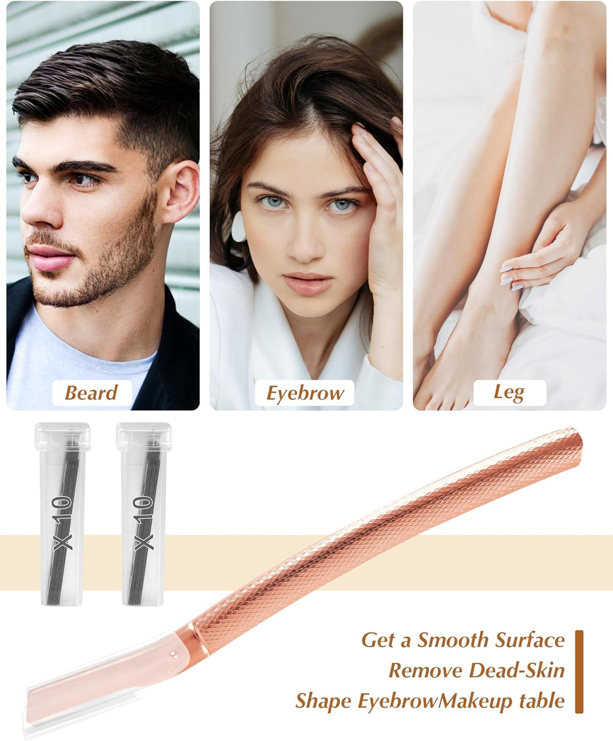 Dermaplaning Tool for Face Professional, Facial Razors for Women Face with 20 Blade Refills, Eyebrow Razor for Women and Men, Pink