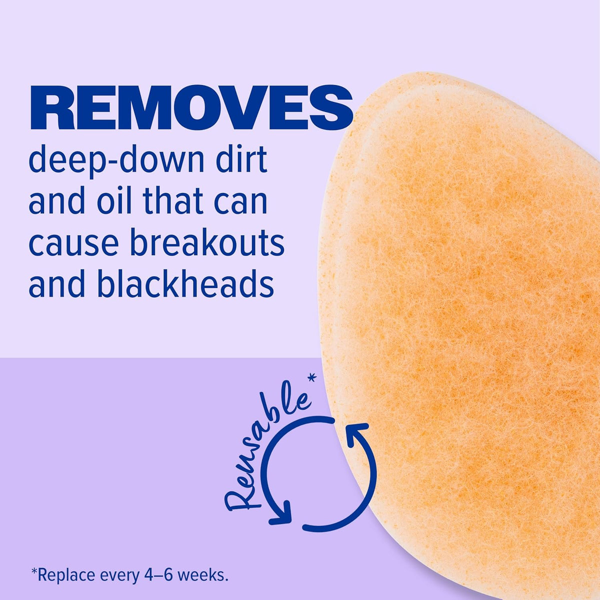 Buf-Puf Gentle Facial Sponge, Dermatologist Developed, Removes Deep Down Dirt & Makeup That Causes Breakouts and Blackheads, Reusable, Exfoliating, 1 Count
