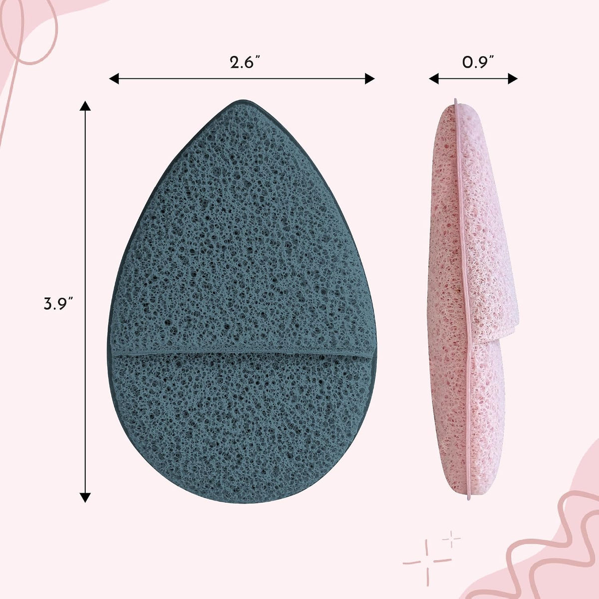 S&T INC. Face Scrubber, 2 Pack, 2.6" x 3.9", Blue and Pink