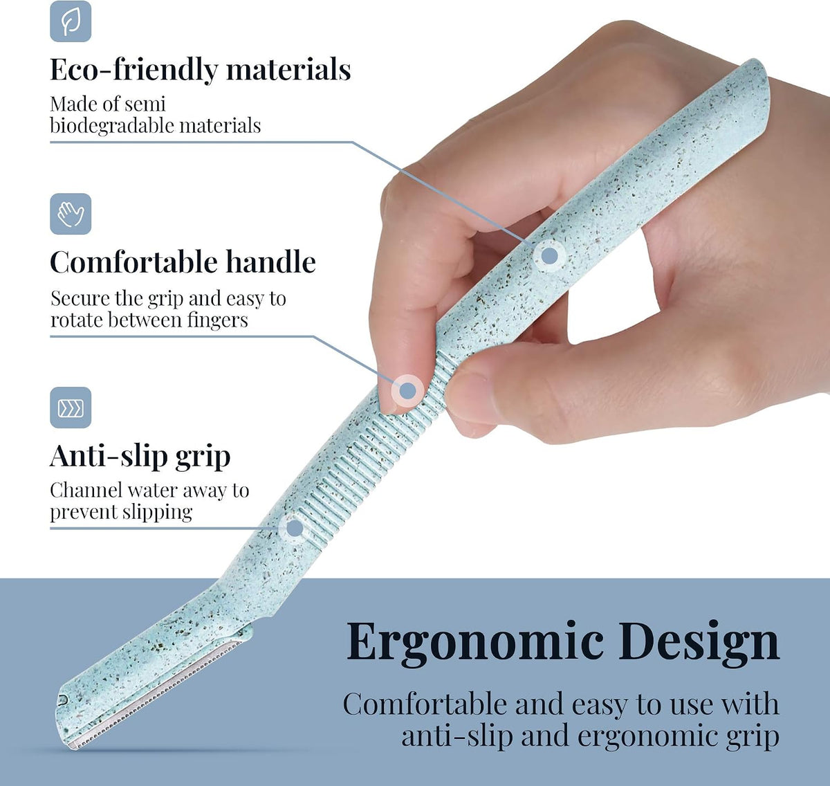 Ennva Disposable Dermaplane Eyebrow & Facial Razors, 6 Pack