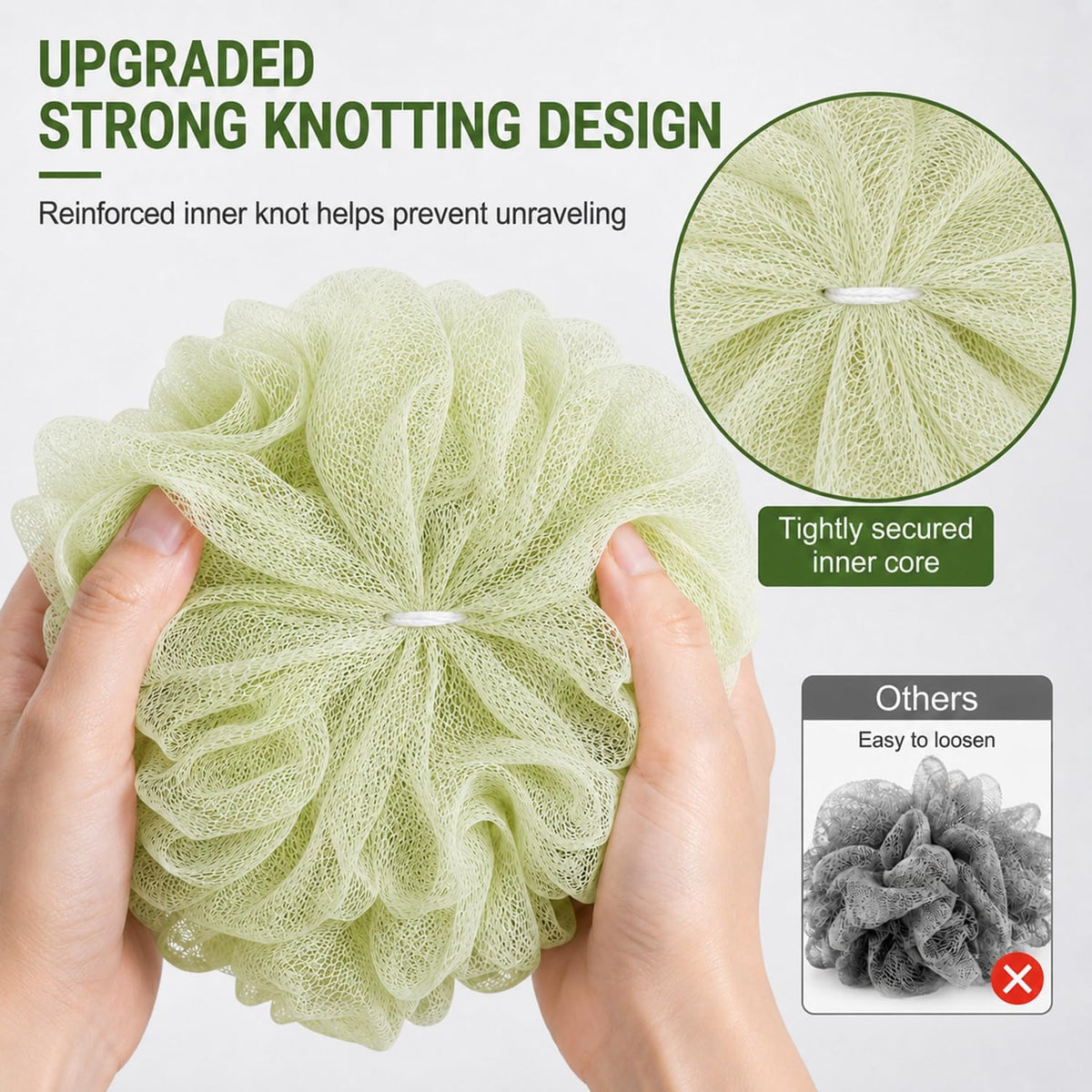 Loofah Sponge 4 Pack,Soft Mesh Bath Pouf,Shower Sponge,60g
