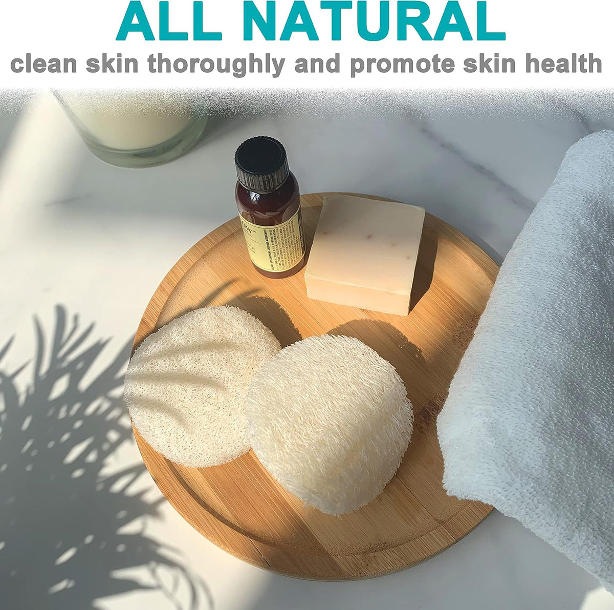 36 pcs/Set Natural Exfoliating Face Pad Loofah Sponge Facial Brush - Makeup Remover - Shower Scrubber - Remove Dead Skin - Body Bath Spa for Men & Women - Renewable Resource - Pack of 36