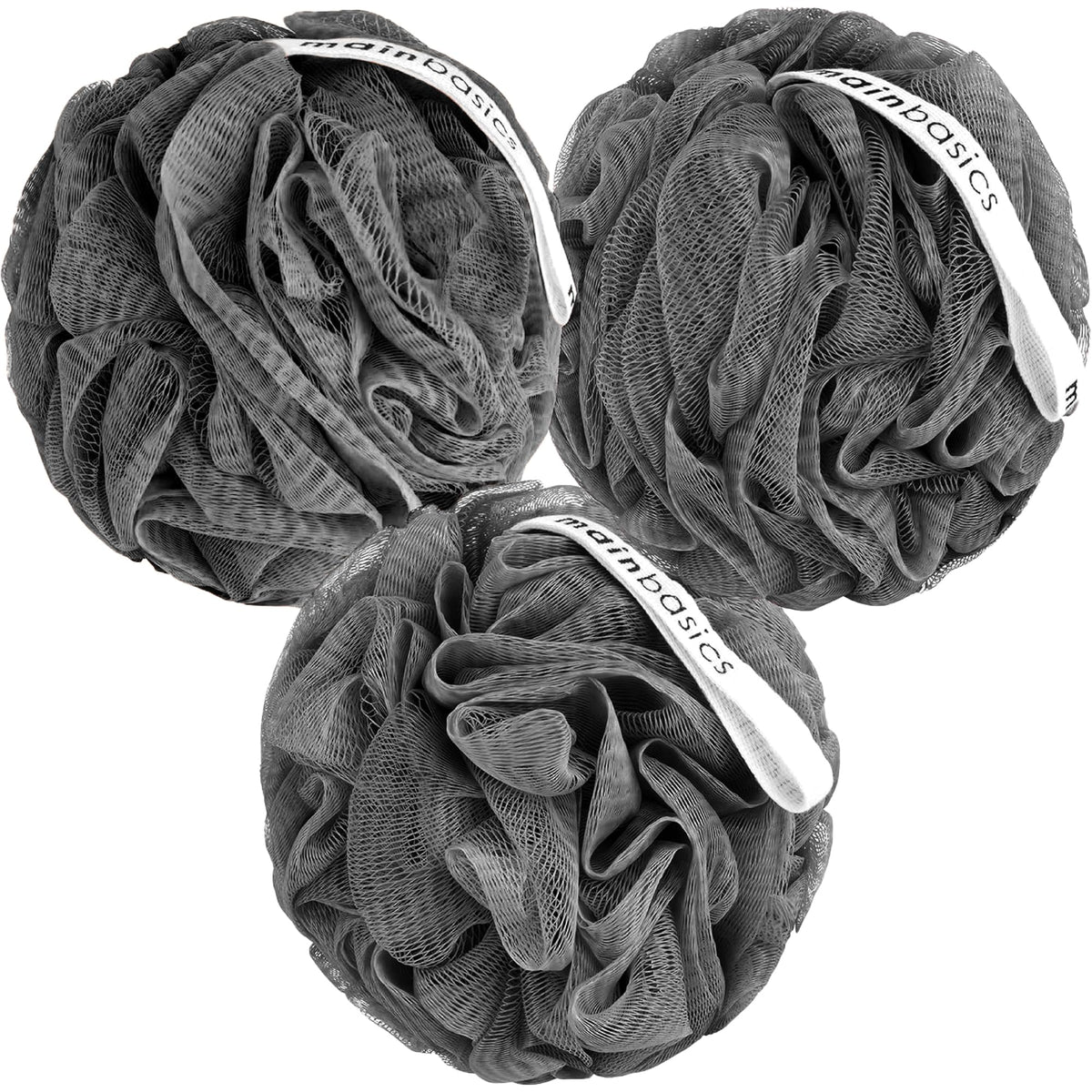 MainBasics Shower Loofah Sponge Pouf, Set of 3, Airy Blossom
