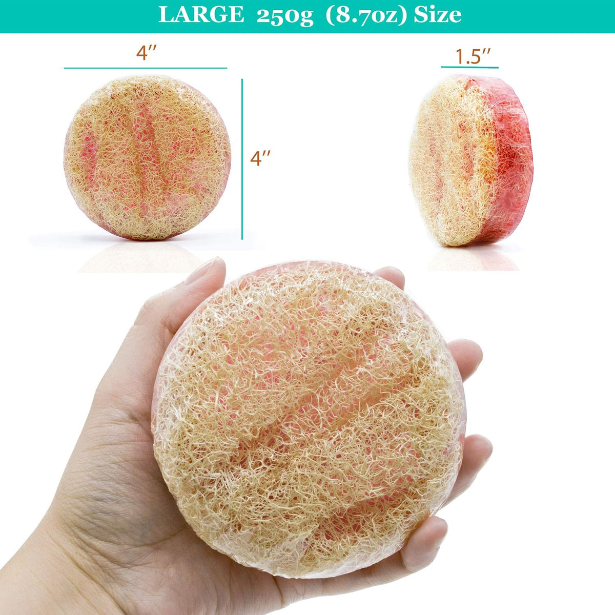 Loofah Soap Lemongrass | Large Exfoliating & Therapeutic Hand Made Loofa Soap Luffa Bar Sponge with Organic Essential Oils & Dead Sea Salts | 250g/8.8oz